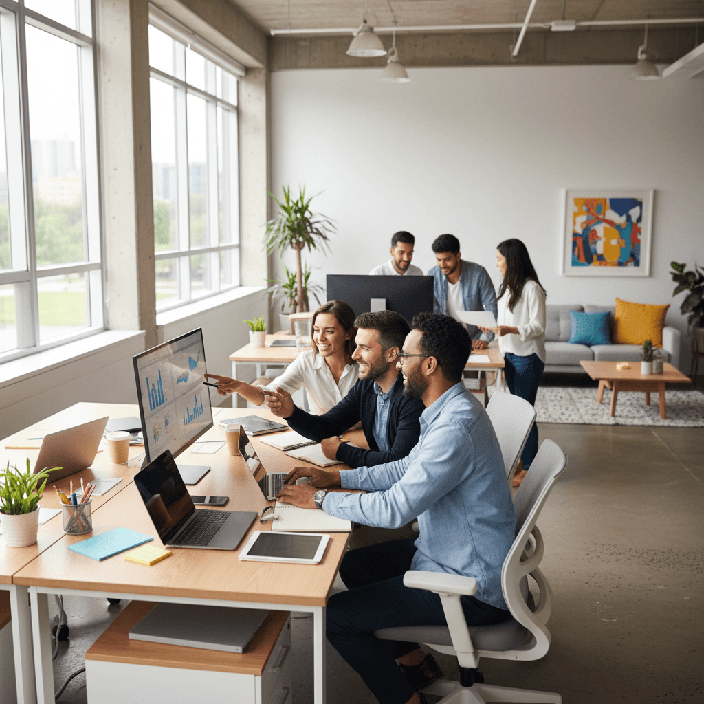 Team collaborating on streamlined processes