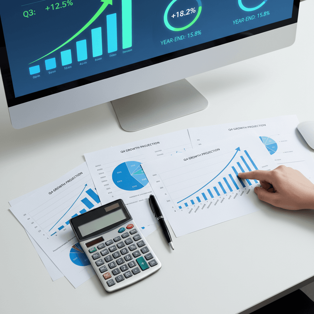 Revenue forecasting charts and financial planning