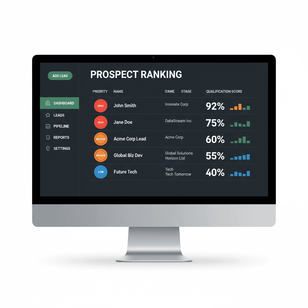 Lead scoring system ranking prospects by conversion potential