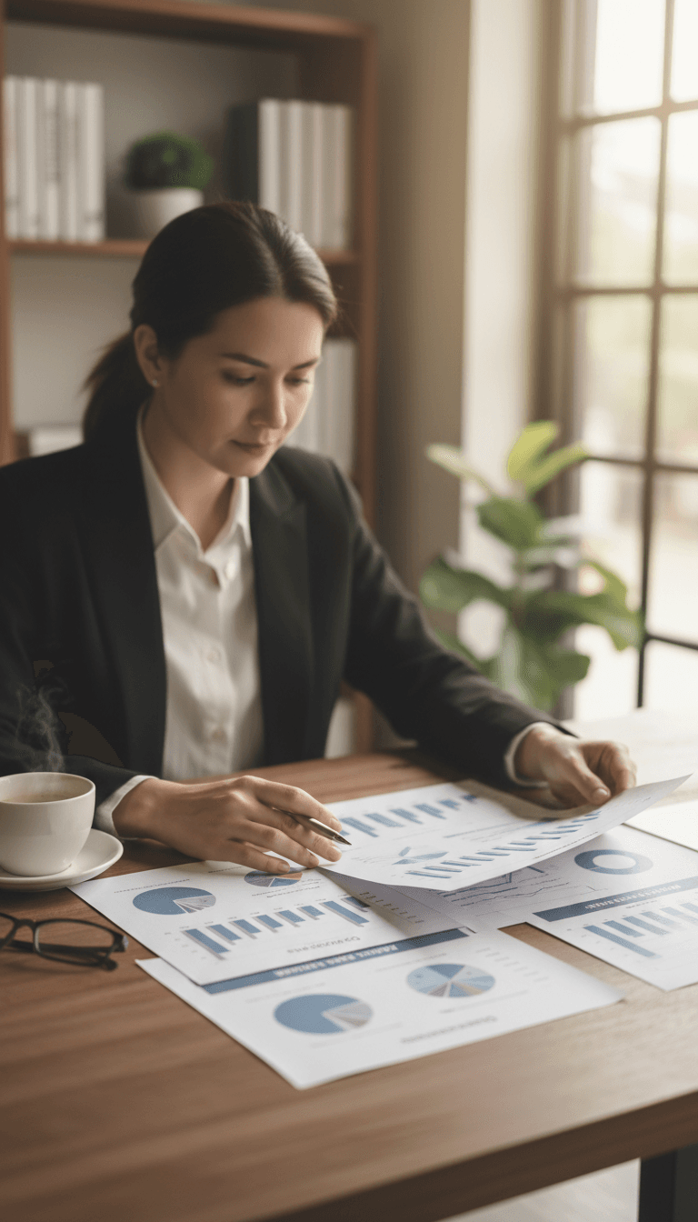 Business owner reviewing AI audit insights and recommendations