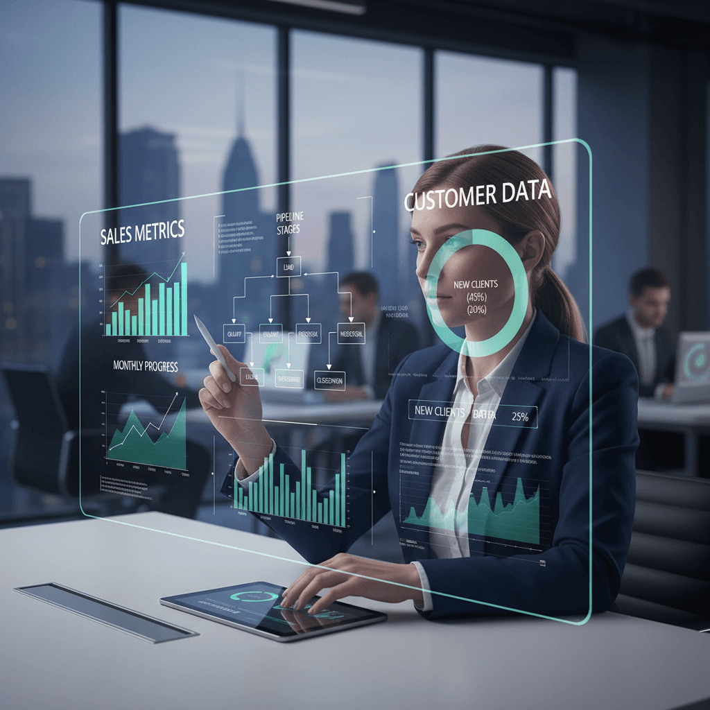 Sales pipeline dashboard with growth metrics