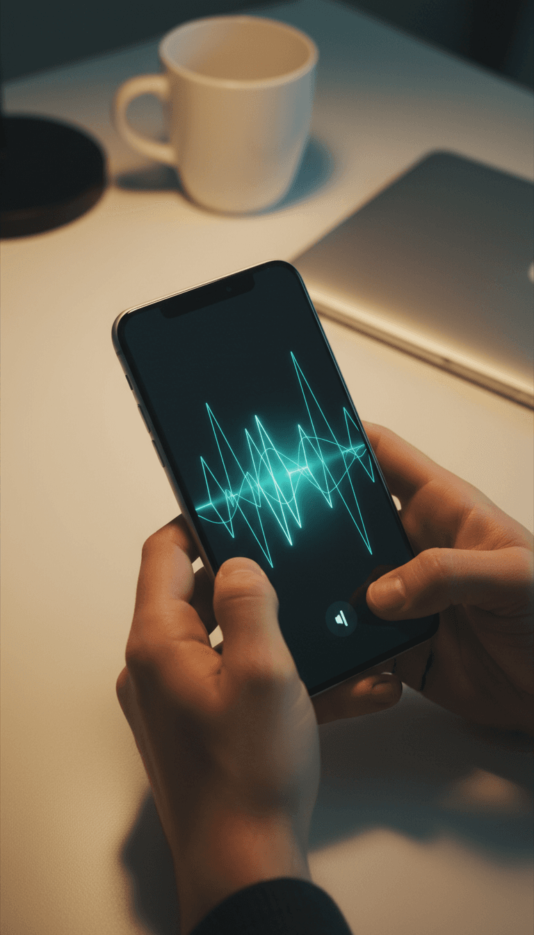 Voice AI interface animated on mobile screen