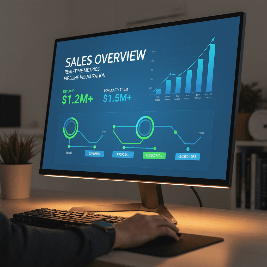 Sales automation AI dashboard on computer screen