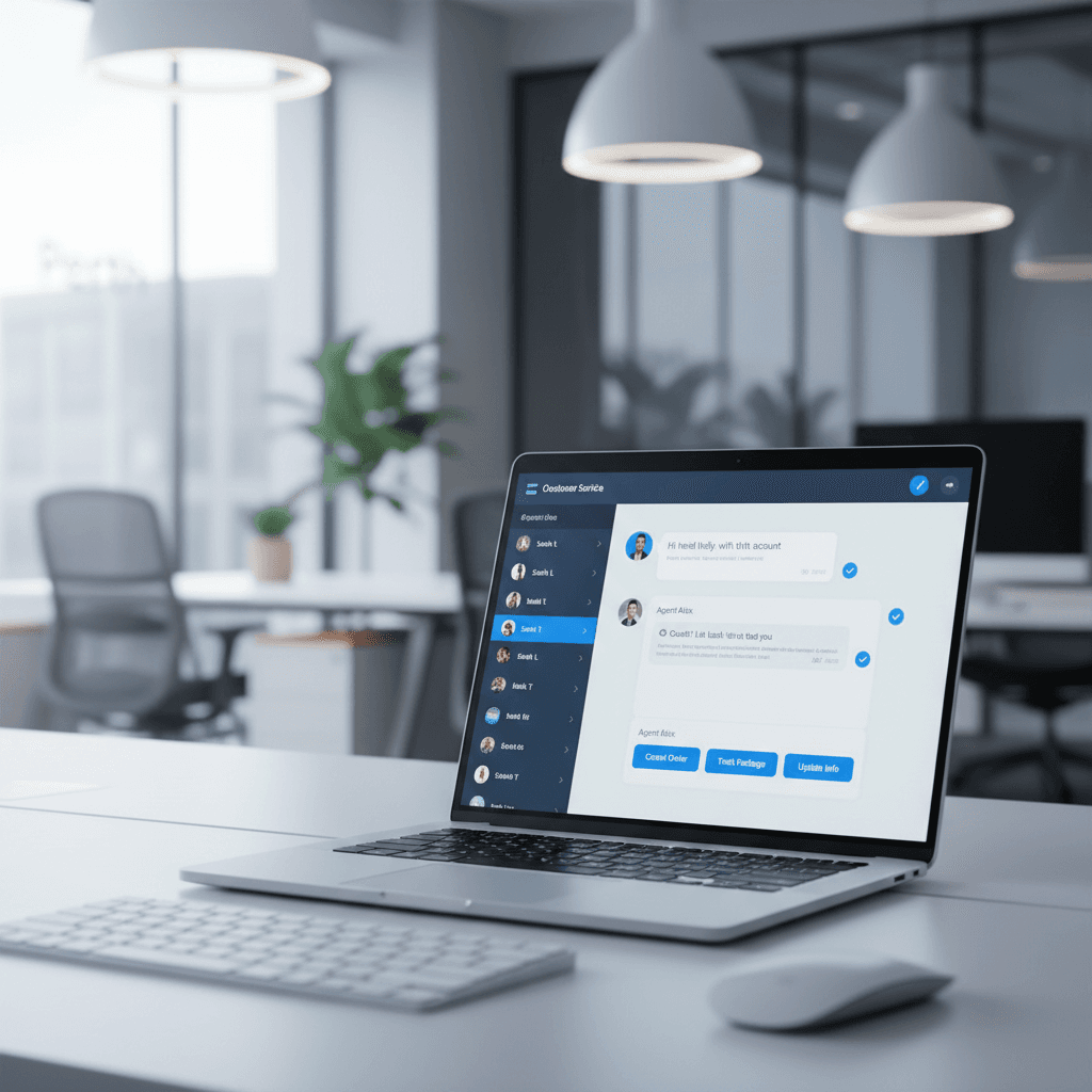 Automated customer service dashboard displaying real-time chat responses