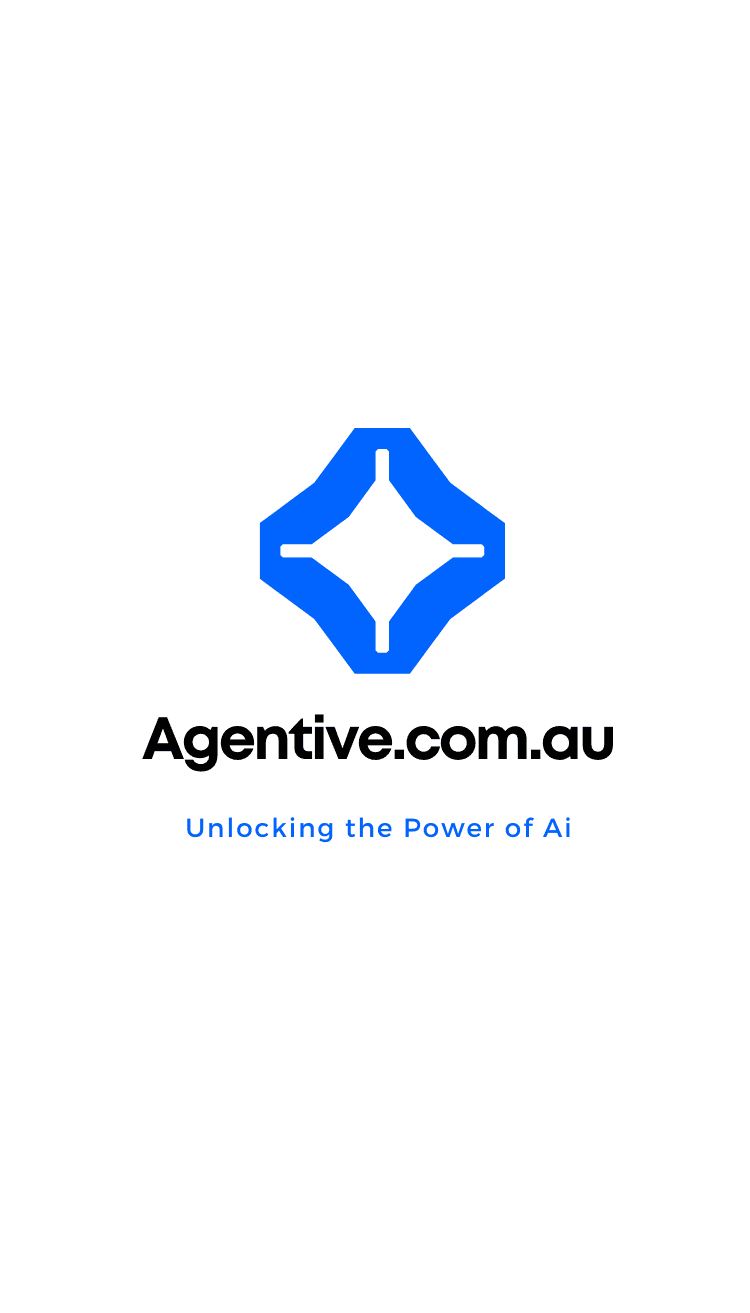 Blue diamond logo for Agentive.com.au with the tagline Unlocking the Power of Ai.